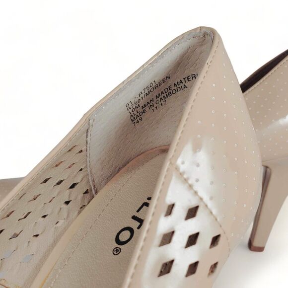 Rialto Pointed Toe Perforated 4 Inch Heels Pumps Beige Size 10 Laser Cut Lattice - Picture 8 of 10